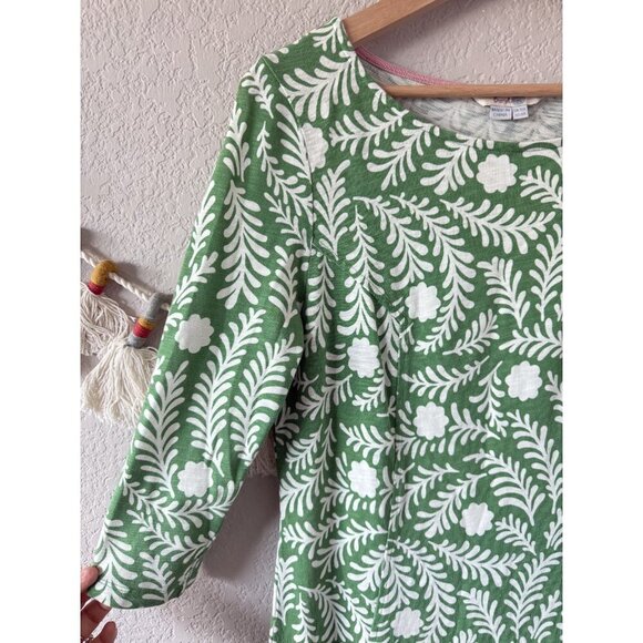 Boden Cotton Green Floral Half Sleeve Aline Midi Dress Modest Coastal Tropical 6 - Picture 6 of 8